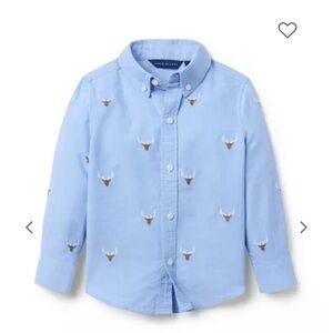 Janie and Jack baby boys embroidered reindeer blue Oxford button down shirt
